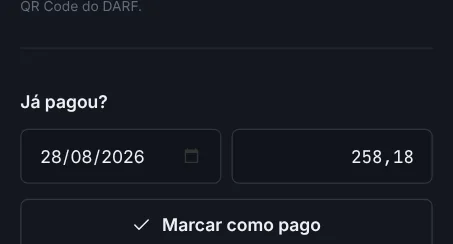 Informe a data e o valor e marque como pago.